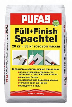 Füll+Finish Шпаклёвка Pufas заполняющая финишная (20кг)